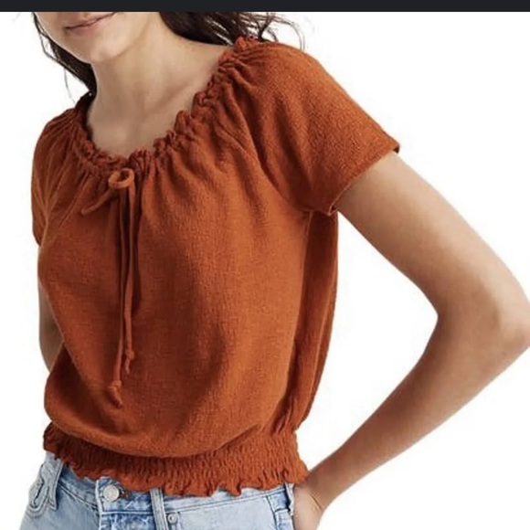 Madewell texture and thread drawstring shirt sz large - Picture 3 of 6